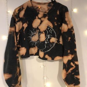 Bleached Mystic Moon & Sun Cropped Crewneck